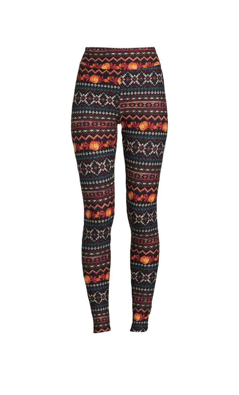Way To Celebrate Black Graphic Harvest Pumpkins High Rise Fitted Leggings XXL 20